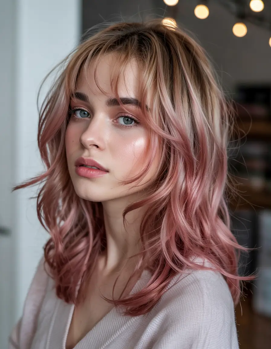 shag haircuts 2026 Rosy Glow Shag