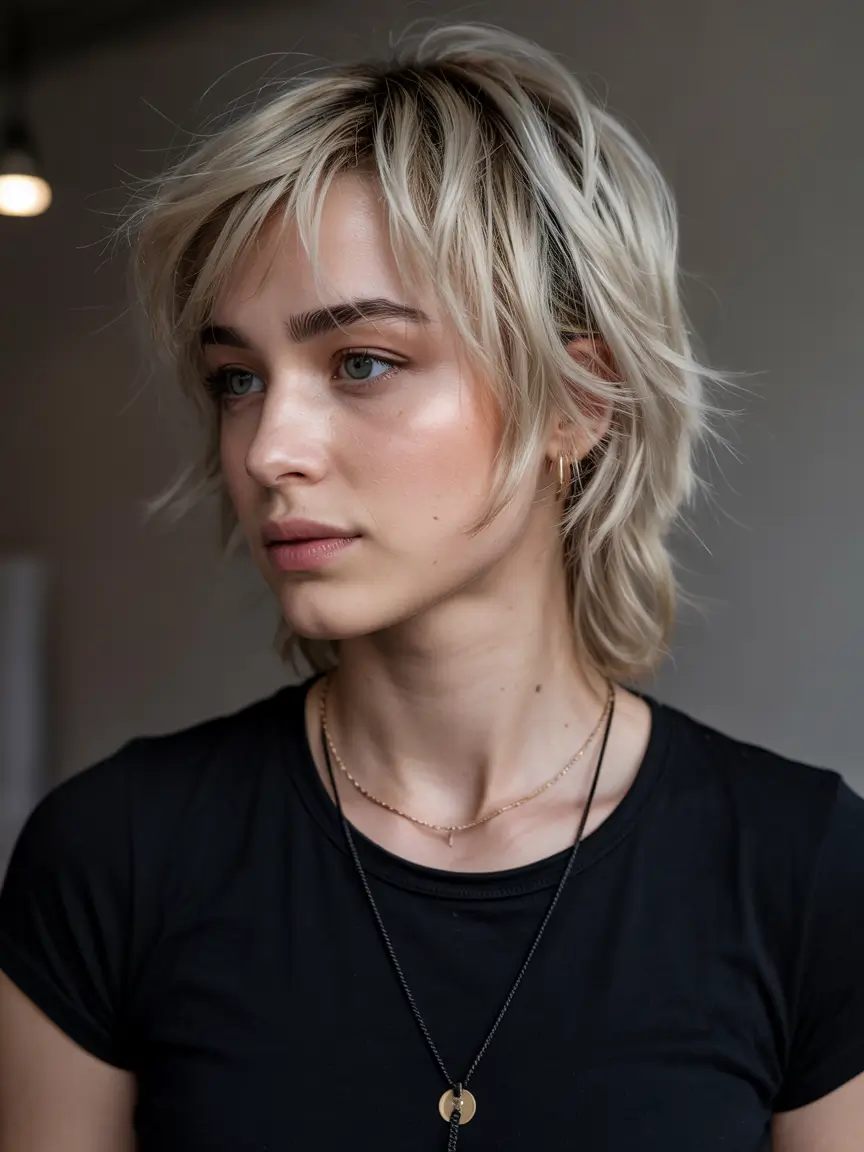 shag haircuts 2026 Platinum Whisper Short Shag