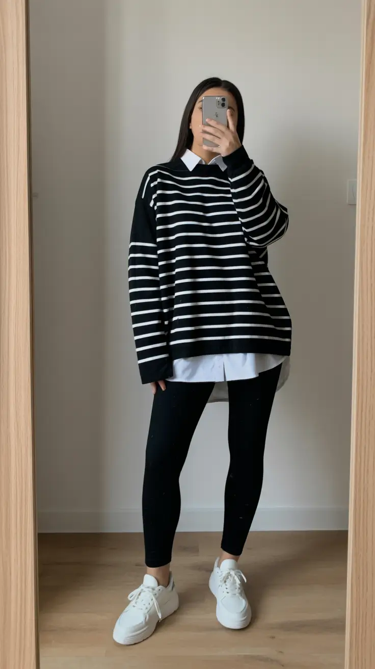 mom outfits fall Chic Stripes with a Preppy Twist