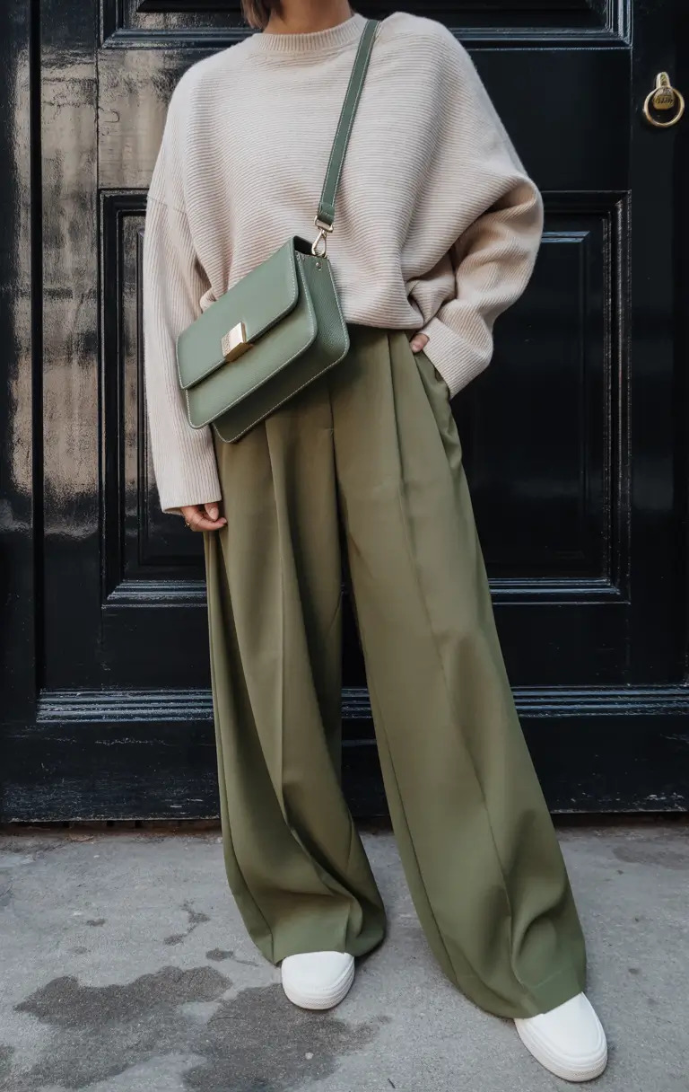 mom outfits aesthetic Soft Neutrals Meet City Green