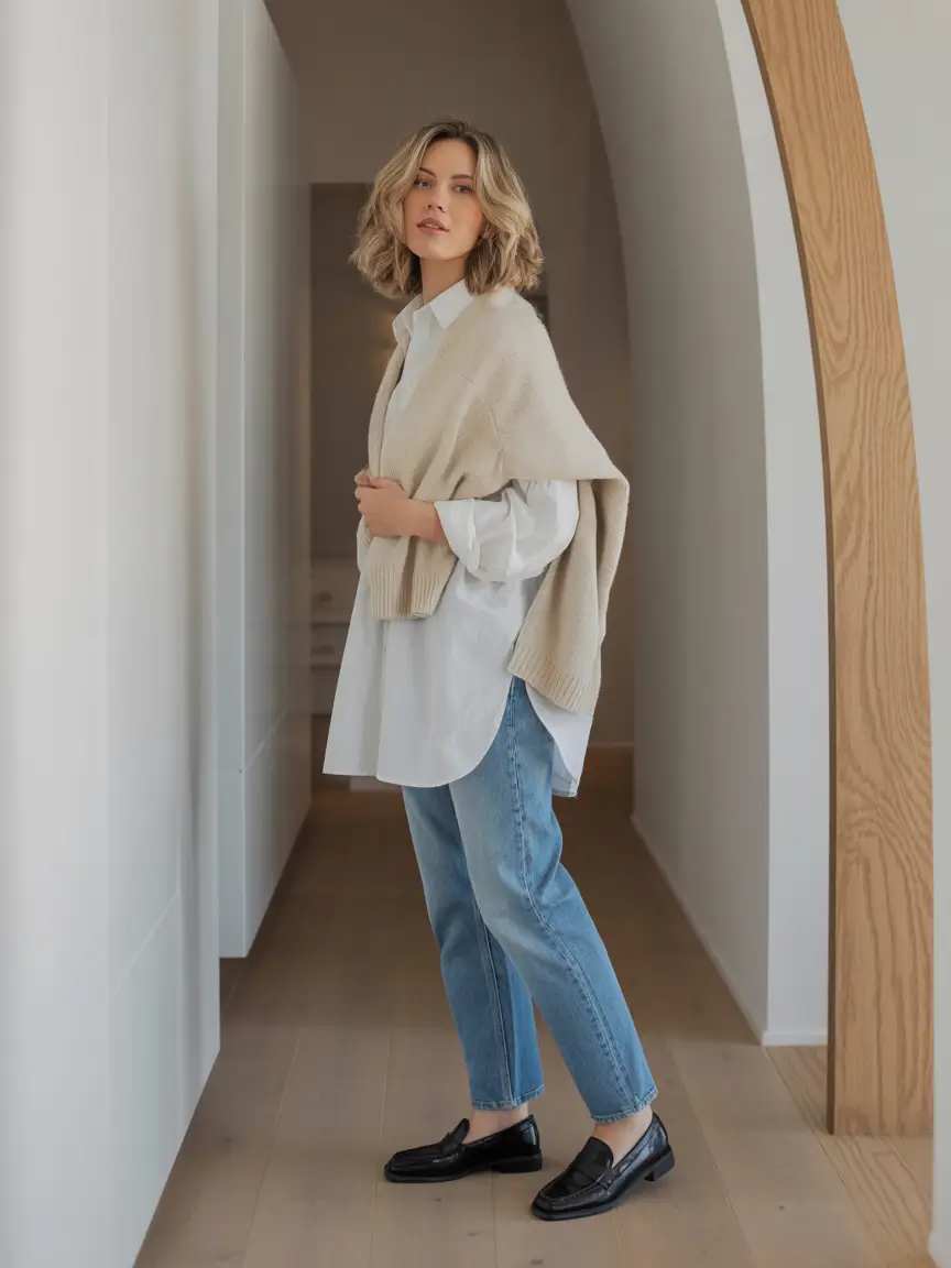 mom outfits jeans Classic Layers and Effortless Poise