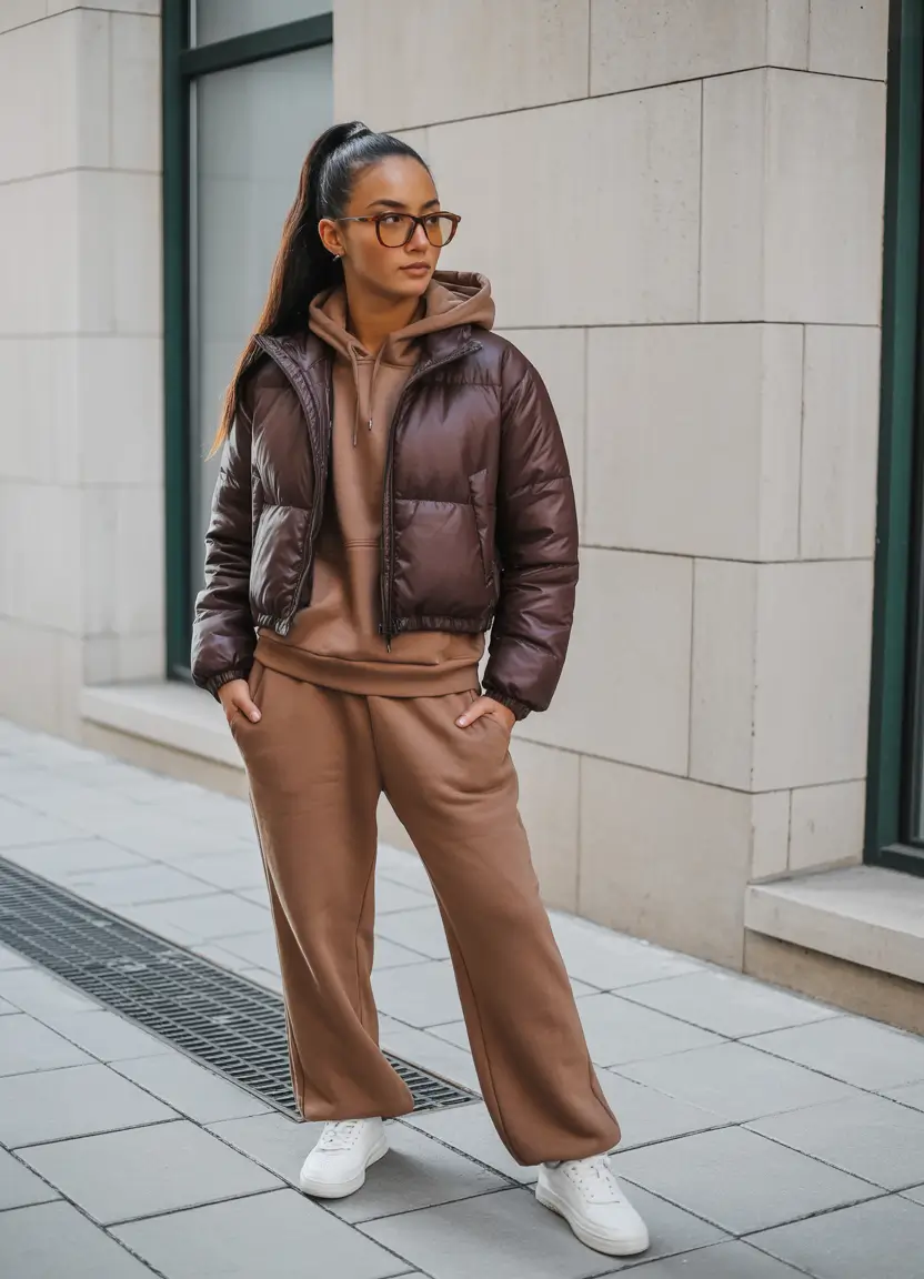 mom outfits winter Monochrome Warmth in Motion