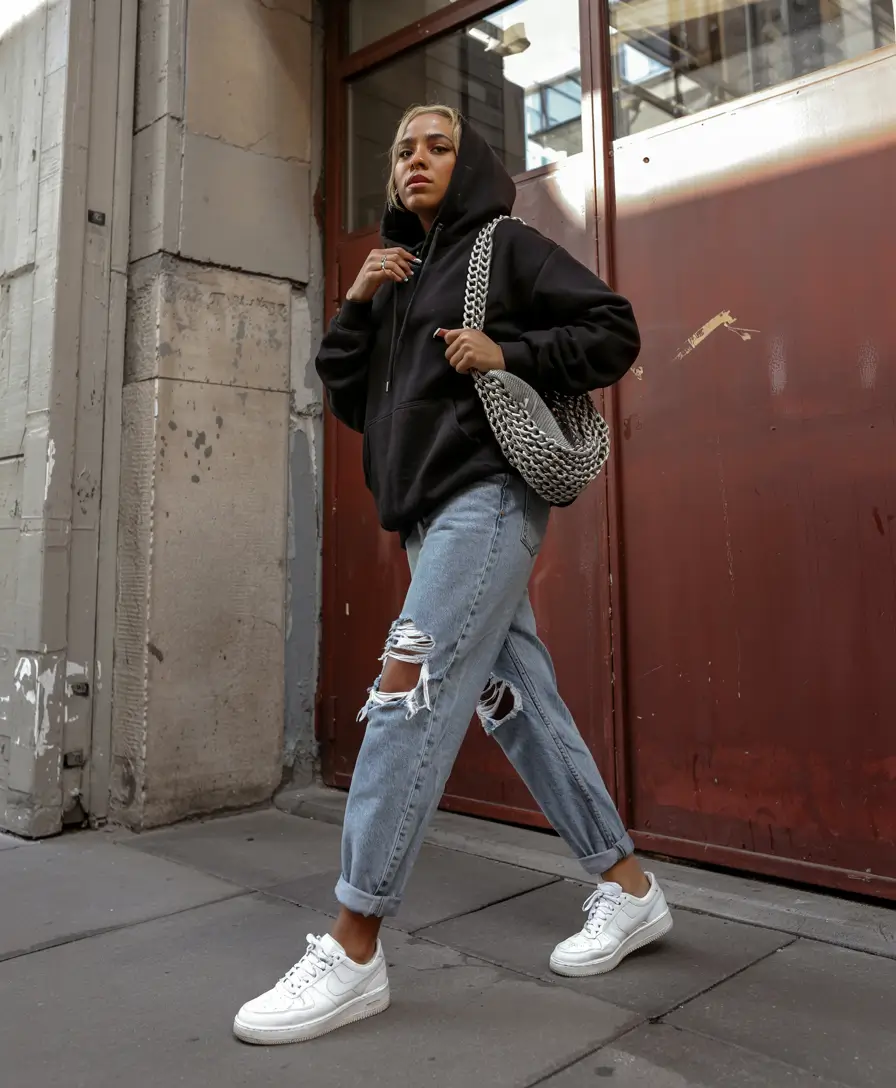 outfits for black women streetwear Streetwear Mood With Ripped Denim Energy