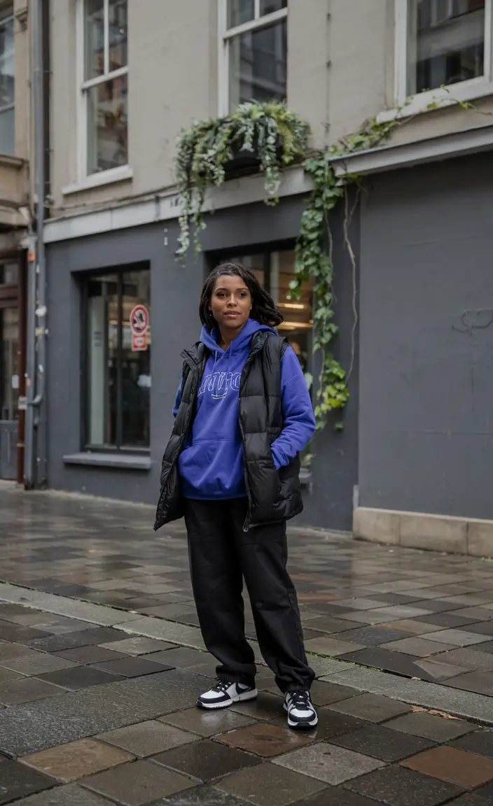 outfits for black women streetwear Rainy-Day Streetwear With a Sporty Core