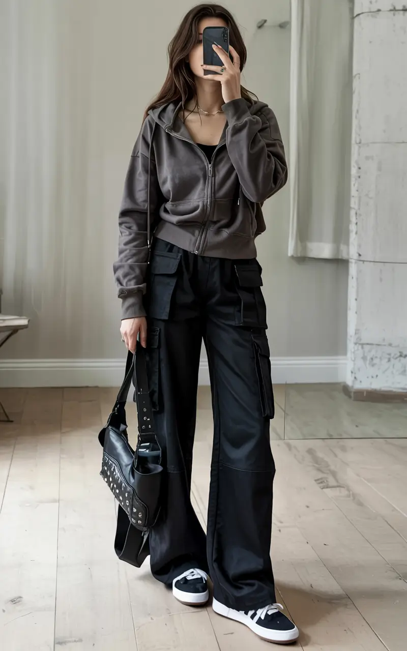 y2k outfits 2026 Charcoal Cargo Energy