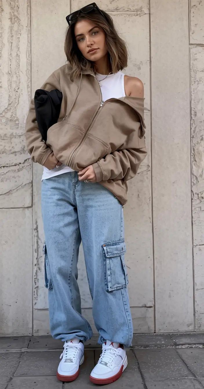 Stylish y2k outfits 2026 Weekend Neutrals With Cargo Ease