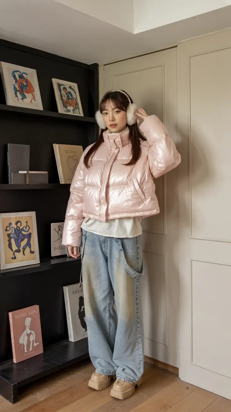 Stylish y2k outfits 2026 Soft Pastels and Oversized Denim Warmth