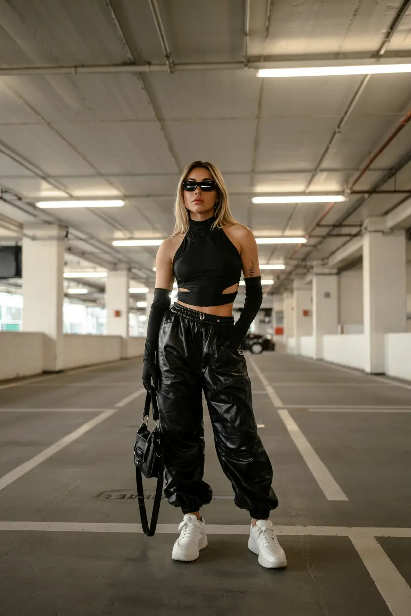 Stylish y2k outfits 2026 Black Chrome Future Streetwear