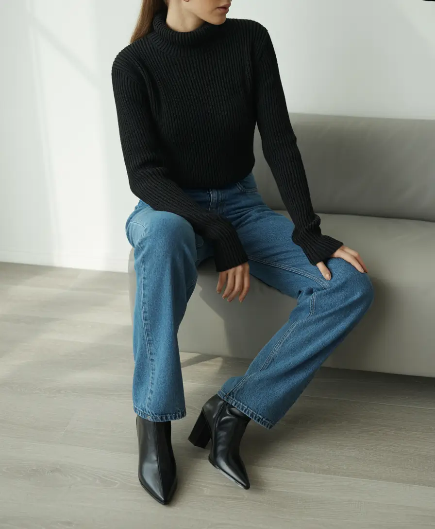 sweater outfits for women Sharp Noir Simplicity