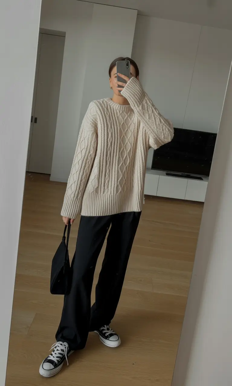 sweater outfits for women Cozy Minimalism in Beige