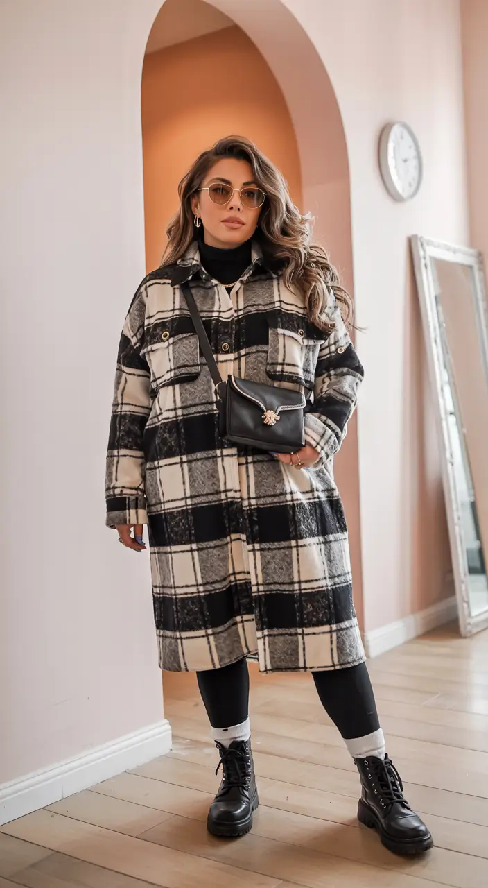 curvy outfits fall Modern Plaid with Attitude