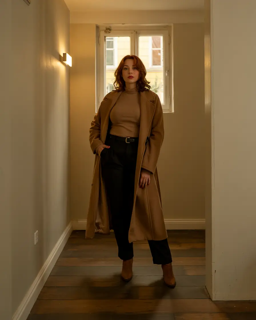 curvy outfits classy Warm Caramel Elegance