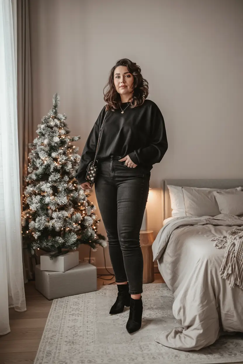 curvy outfits winter Chic Comfort in Black