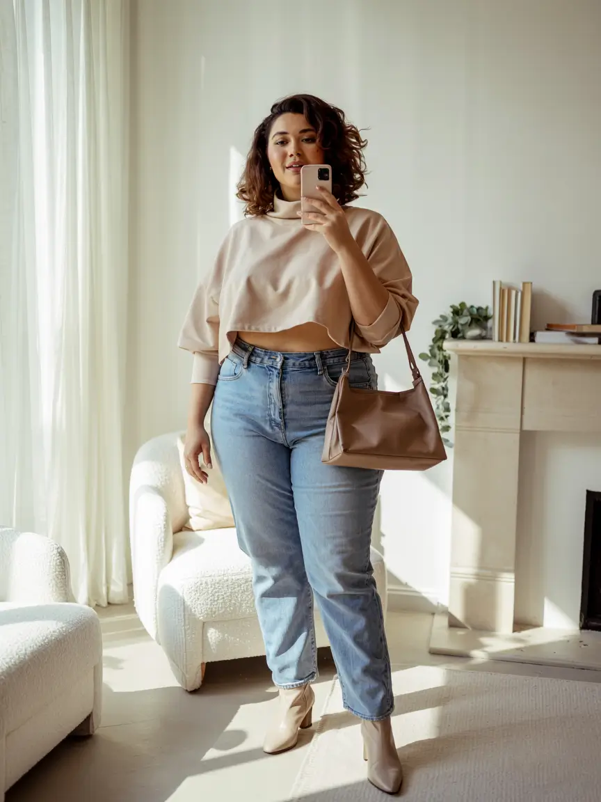 curvy outfits jeans Soft Neutrals and Denim Dreams