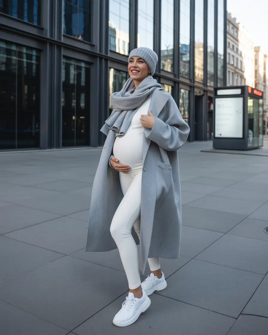 pregnancy outfits winter Frosted City Glow