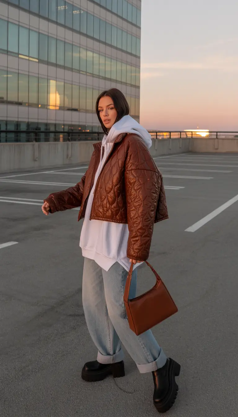 travel outfits ideas Layered Street Style at Sunset