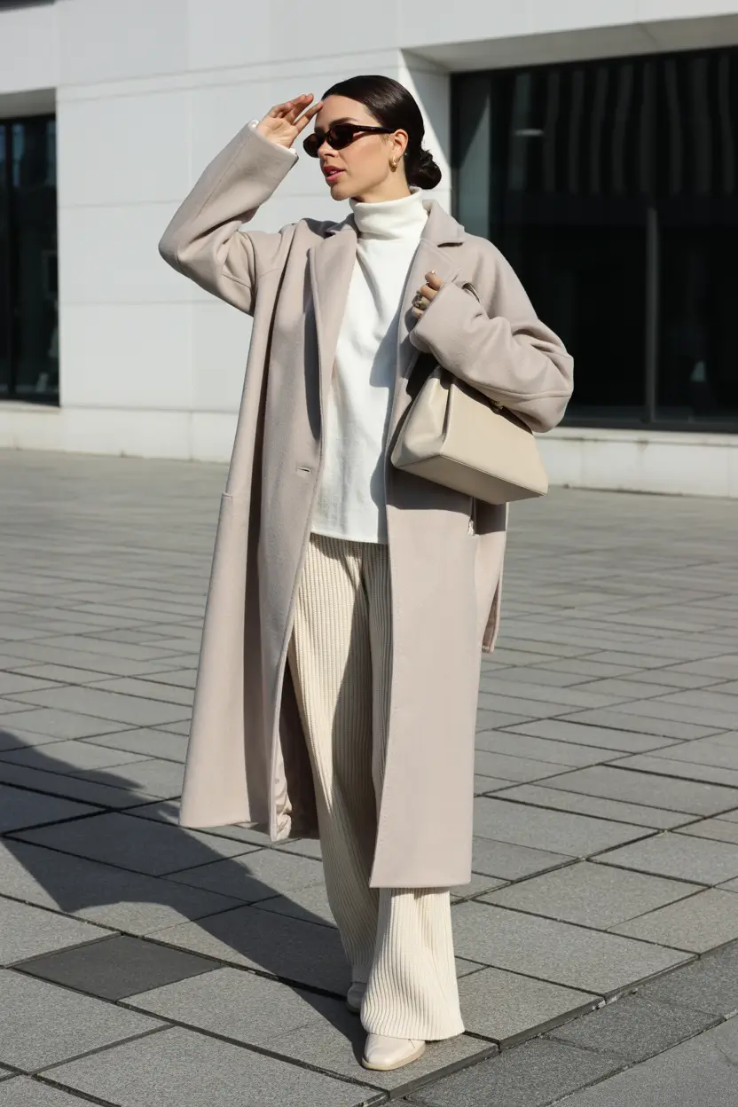 travel outfits for women winter Soft Neutrals Strong Energy