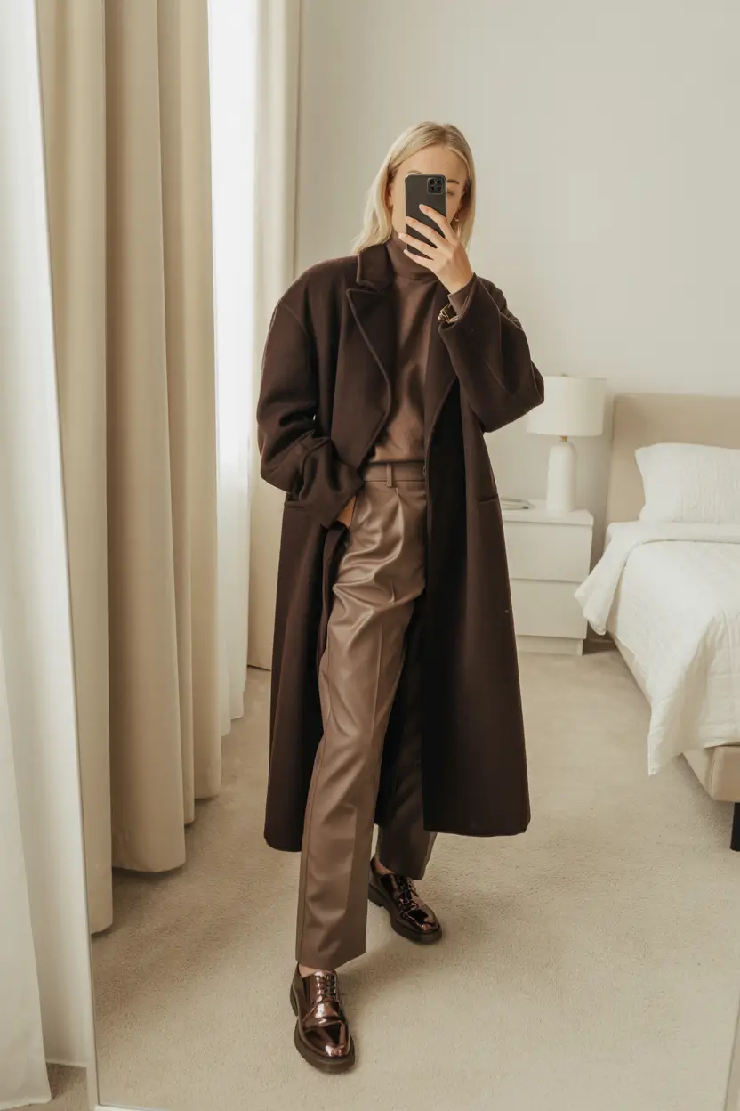 travel outfits for women winter Mocha Monotone Mood