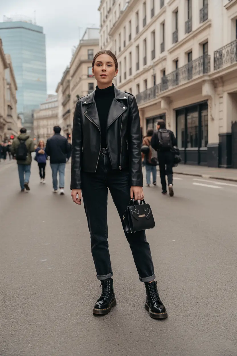 travel outfits for women Black Leather Confidence for City Adventures