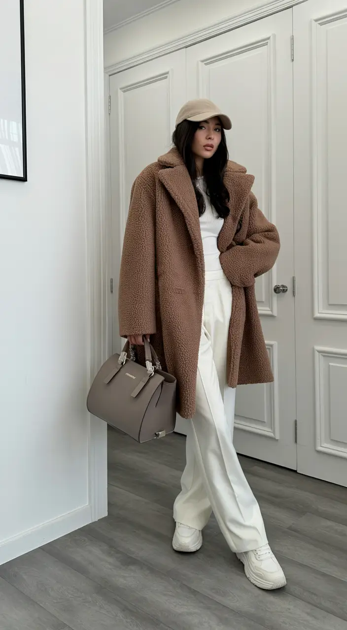 travel outfits for women plane Teddy Texture and Soft Neutrals for Cozy Journeys