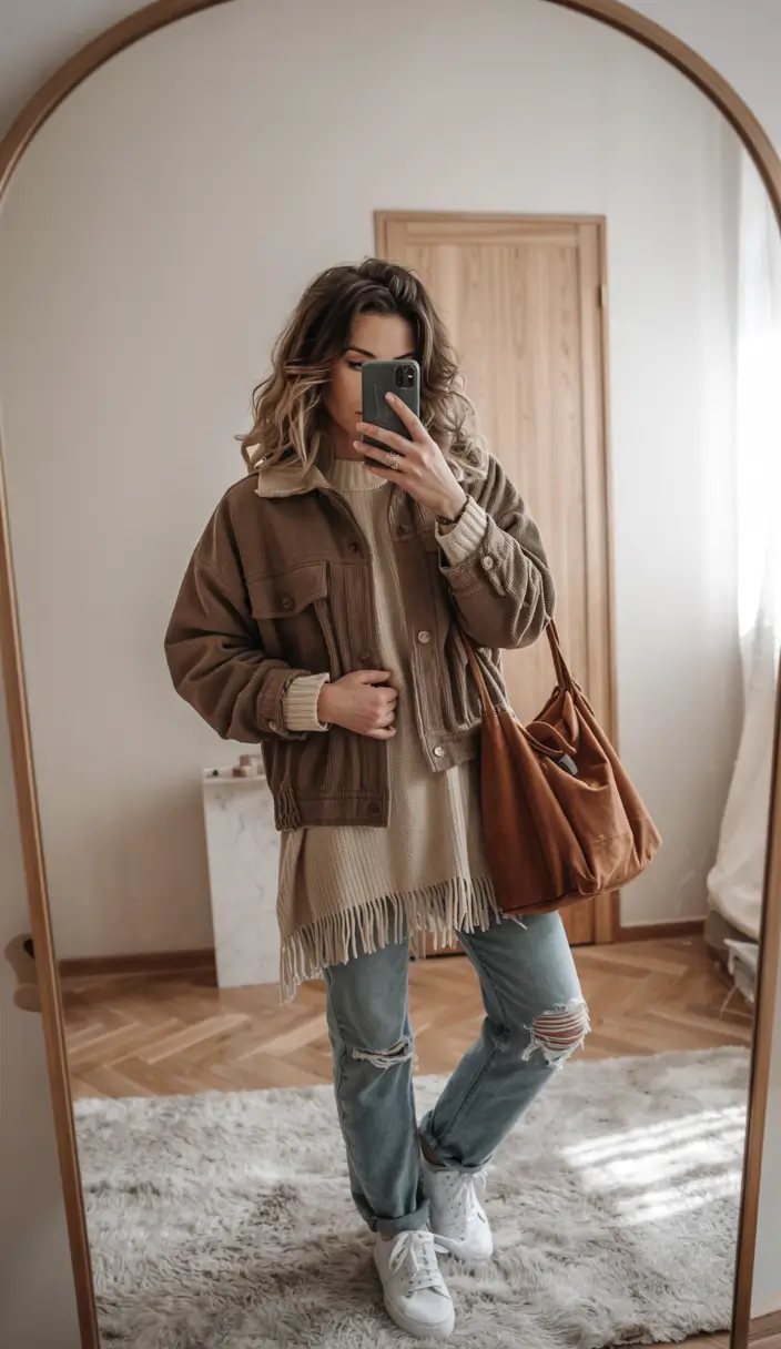 cold weather outfits winter Neutral Layers with Texture and Ease