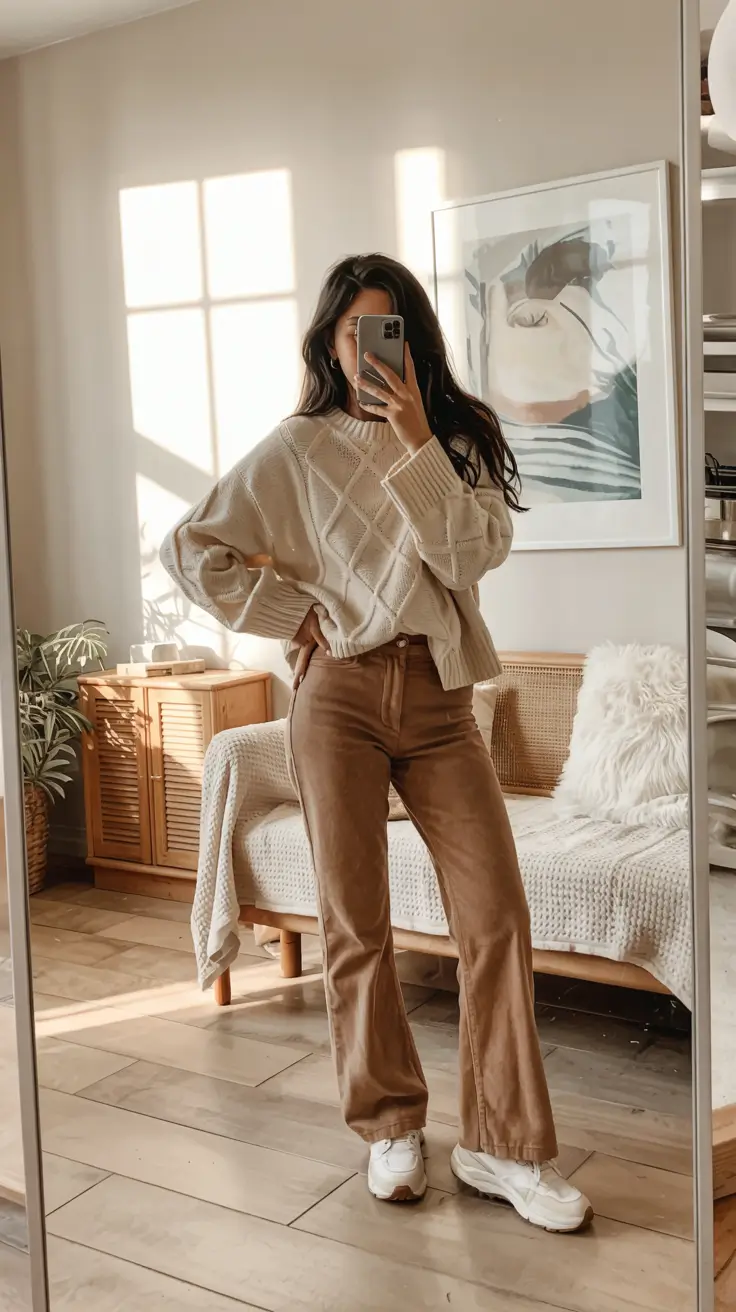 cold weather outfits comfy Warm Neutrals for Everyday Comfort