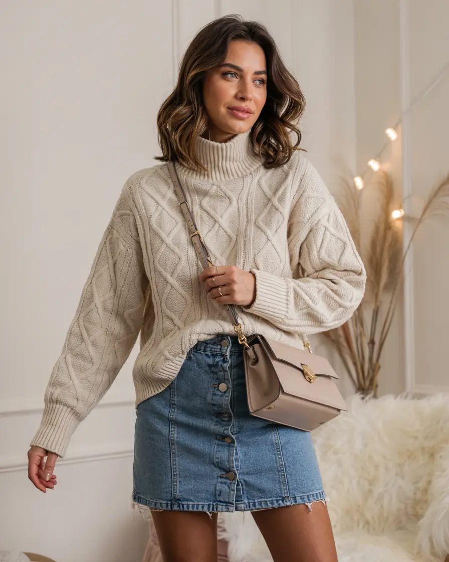 cold-weather-outfits-winter-Denim-and-Cream-Perfection