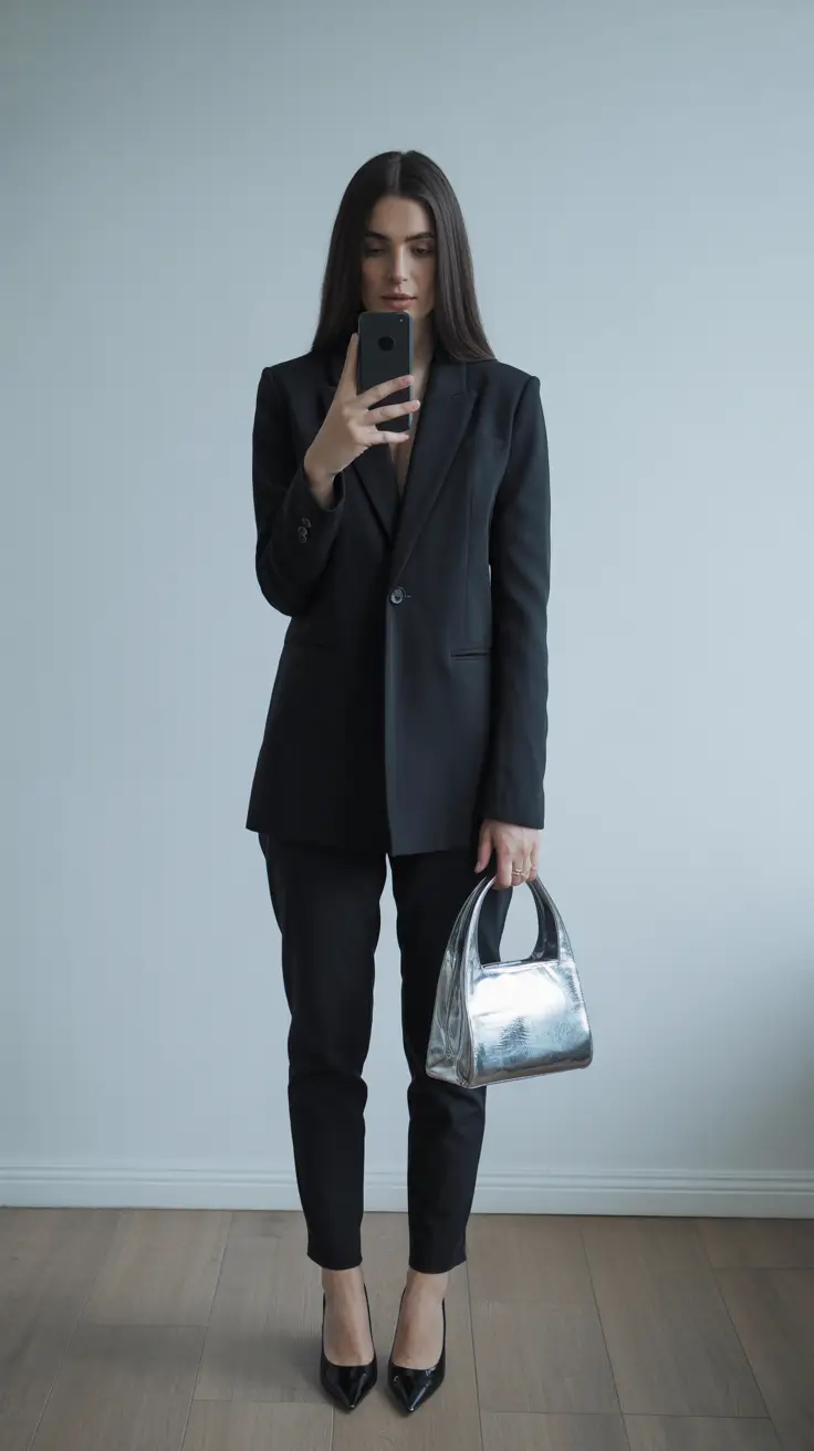 Wedding guest outfits women semi formal Midnight Minimalism