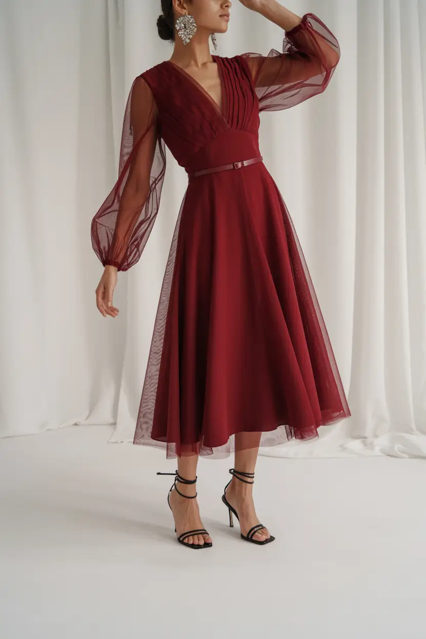 wedding guest outfits fall Burgundy Grace