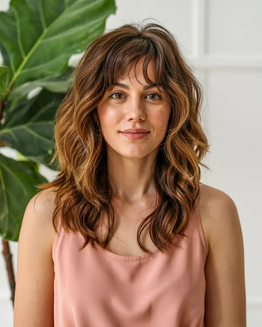 wolf haircut ideas 2026 Golden Brown Layers With Soft Volume