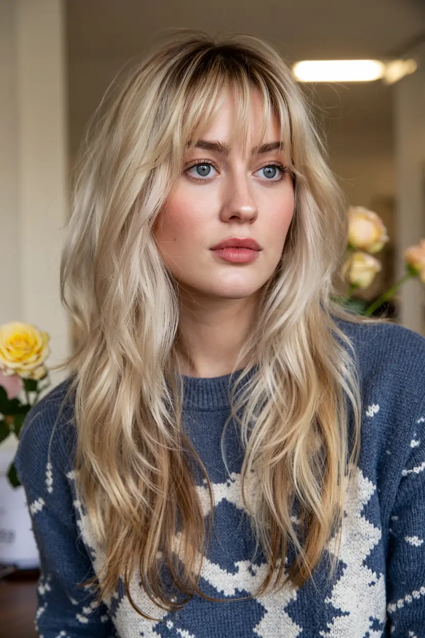 wolf haircut ideas 2026 Platinum Blonde Wolf Layers With Volume