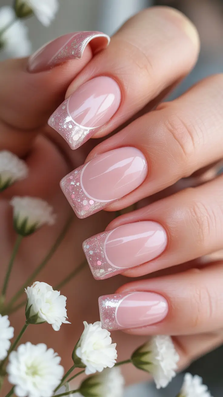 acrylic nails 2026 Frosted Pink French Curve Glow