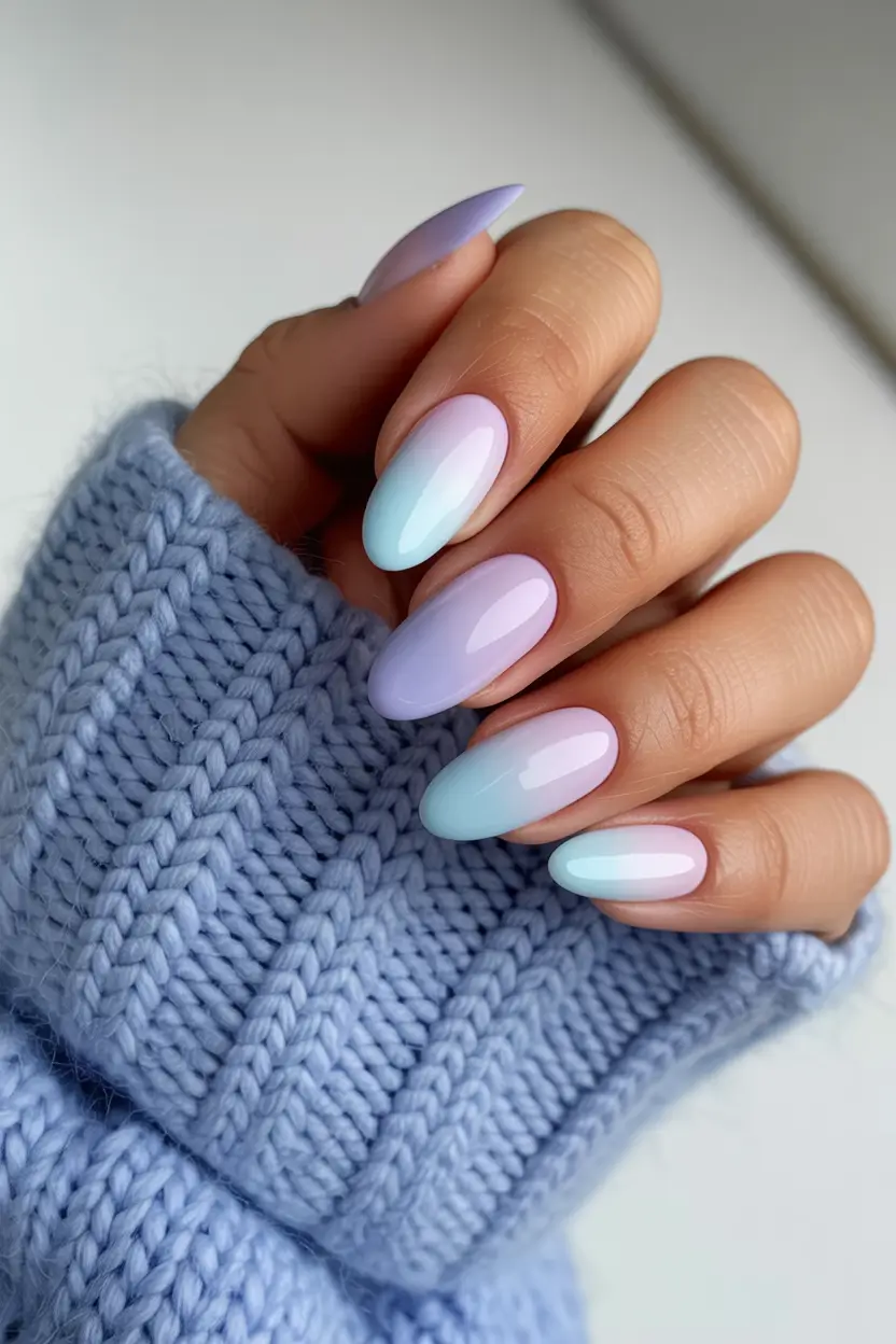 acrylic nails 2026 Pastel Cloud Fade Almond Bliss