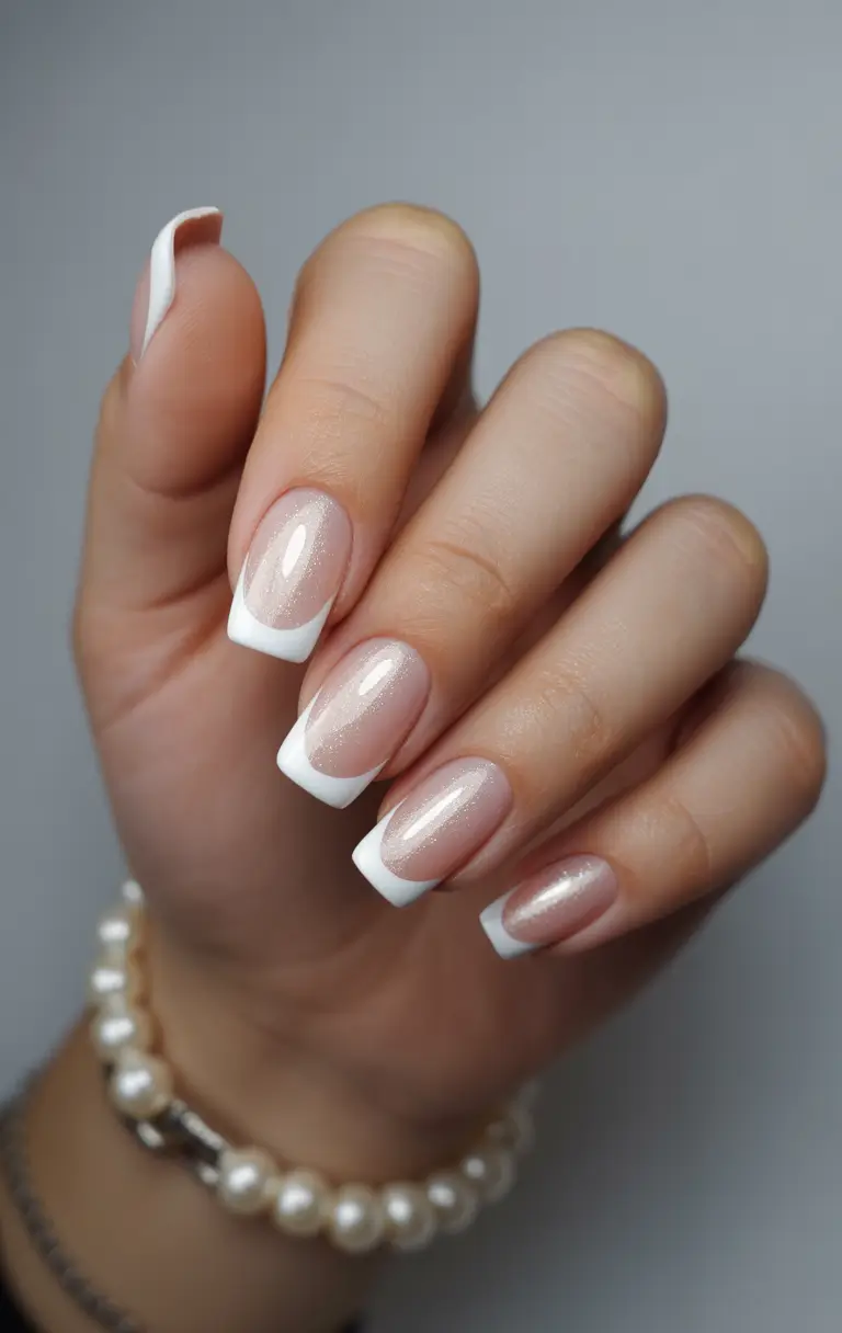 acrylic nails 2026 Classic Soft French Pearl Sheen