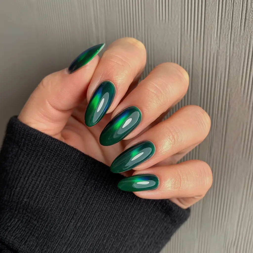 aura nails 2026 Emerald Mirror Aura Flow