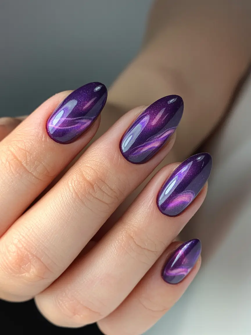 aura nails 2026 Violet Wave Aura Swirl