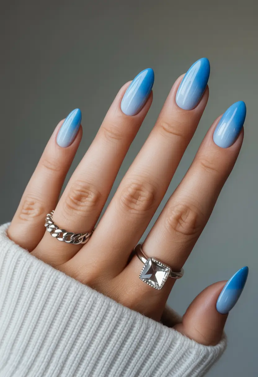 aura nails 2026 Cool Sky Blue Aura Fade