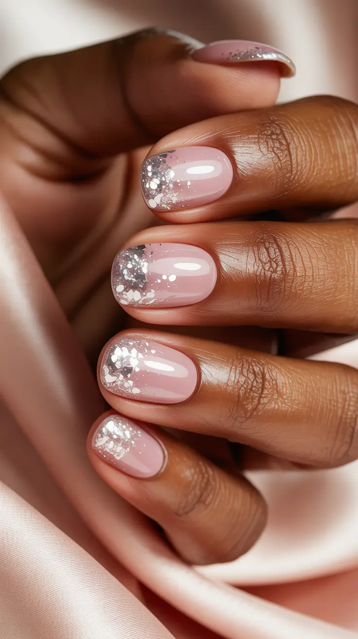 birthday nails 2026 Silver Droplet Sparkle for a Chic Minimal Birthday Look