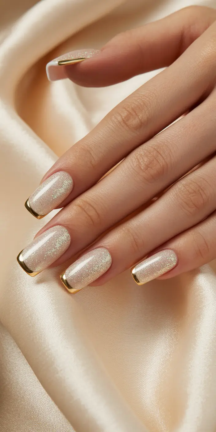 birthday nails 2026 Golden Luxe French for a Polished Birthday Statement