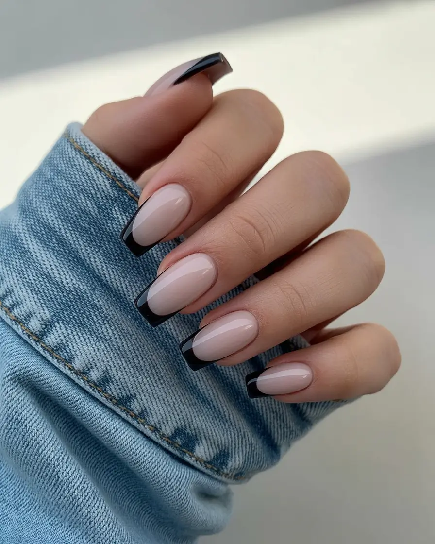 black french tip nails 2026 Casual Chic Square Tips With a Modern Edge