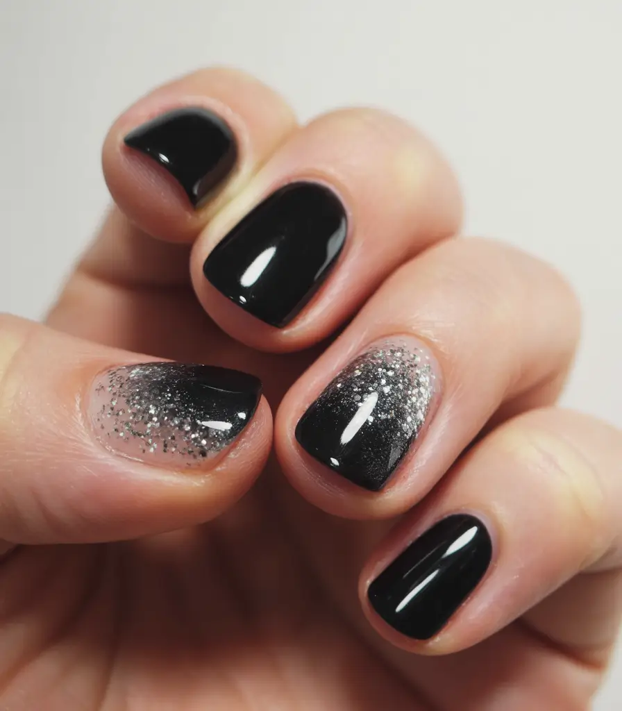 black nails 2026 Frosted Midnight Sparkle Blend