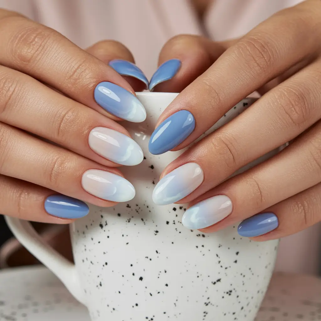 blue nails 2026 Cloud Fade Blue Almond