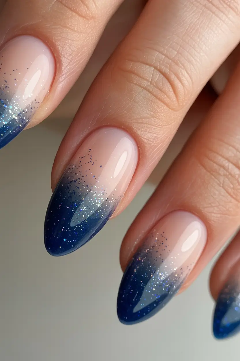 blue nails 2026 Midnight Frost Fade