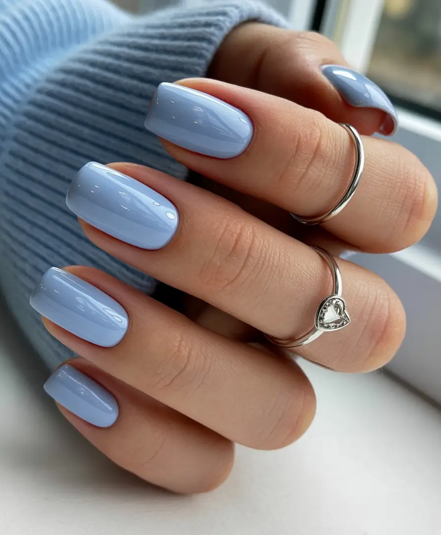 blue nails 2026 Soft Frost Blue Square