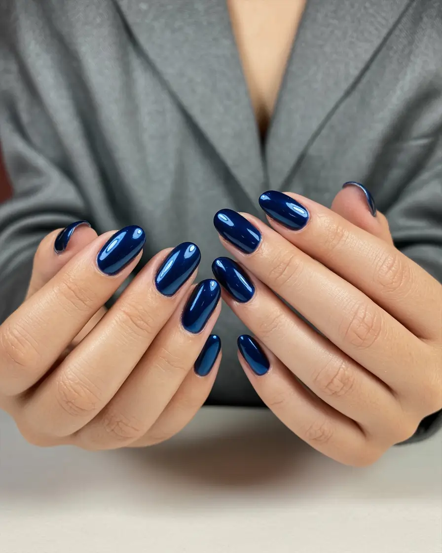 blue nails 2026 Deep Midnight Gloss Almond