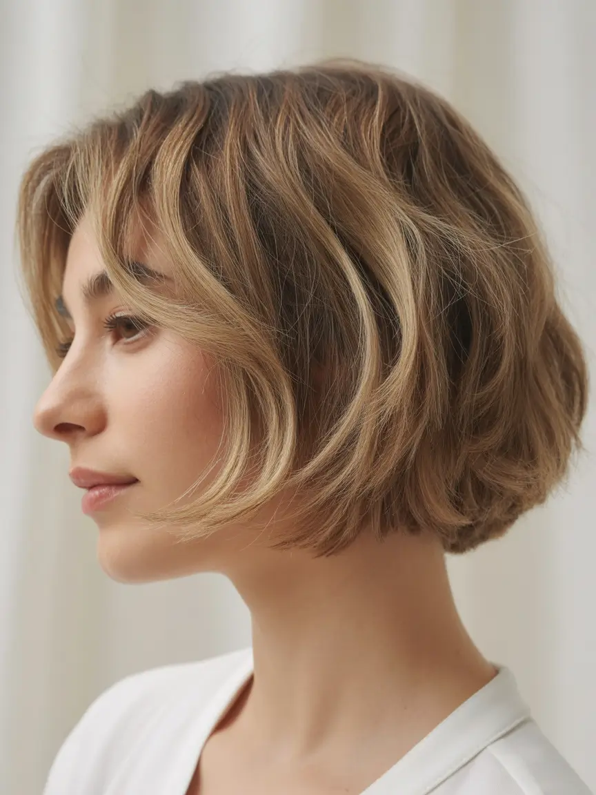 bob hairstyle 2026 Soft Textured Honey Bob with Loose Waves
