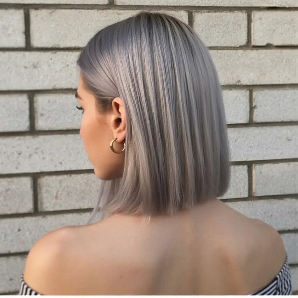 bob hairstyle 2026 Sleek Silver Lilac Bob with Precision Straight Finish