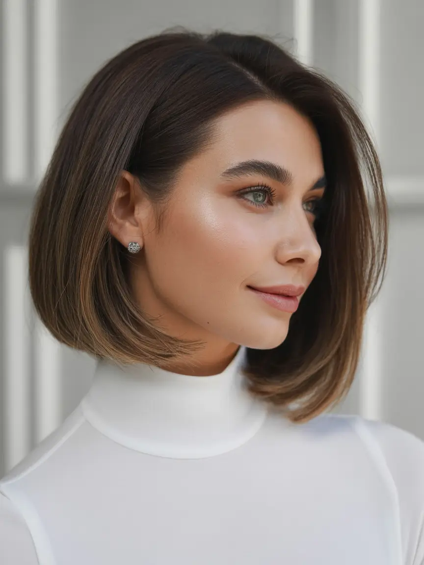 bob hairstyle 2026 Classic Rounded Bob with Natural Depth and Soft Parting
