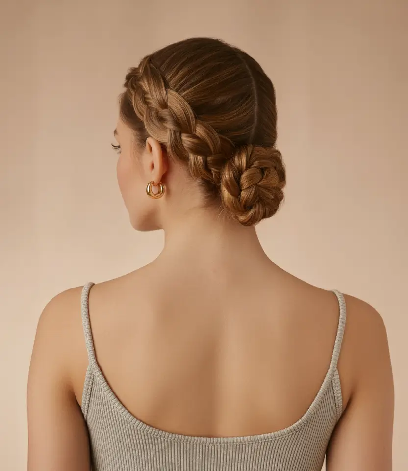 braids hairstyles 2026 Elegant Braided Bun Moment