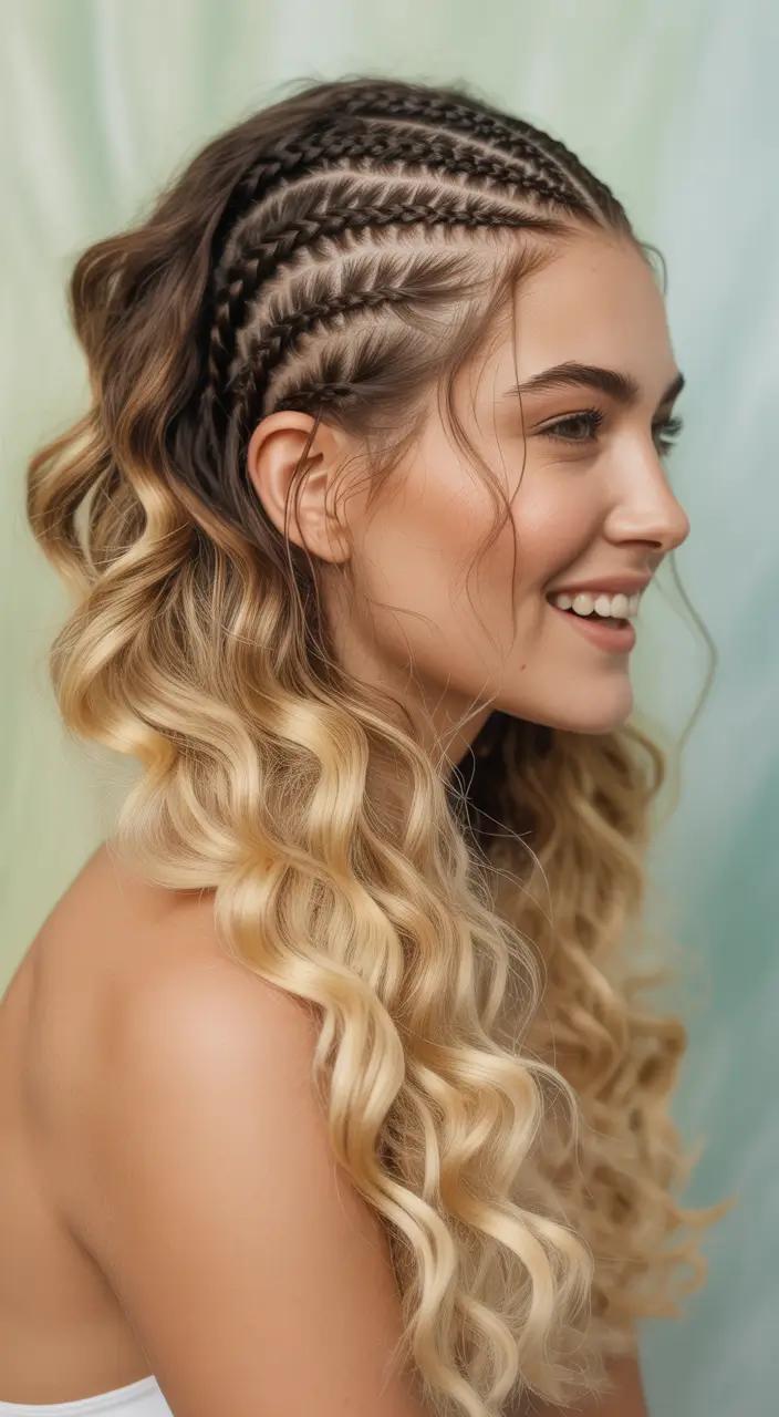 braids hairstyles 2026 Half Cornrow Glow